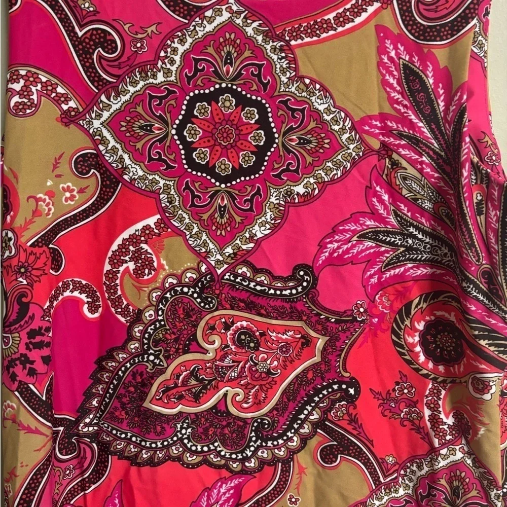 Jude Connally Sleeveless Pink Coral Paisley Print Jude Cloth Shift Dress Small